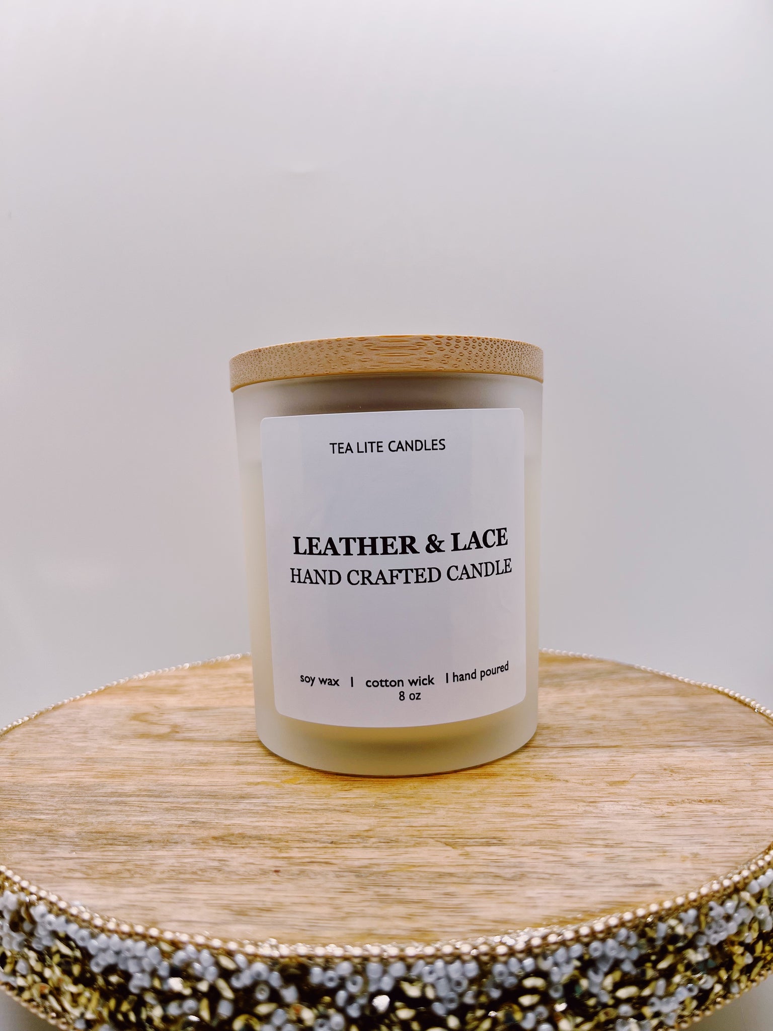  Luxury Genuine Leather and Lace Scented Candle